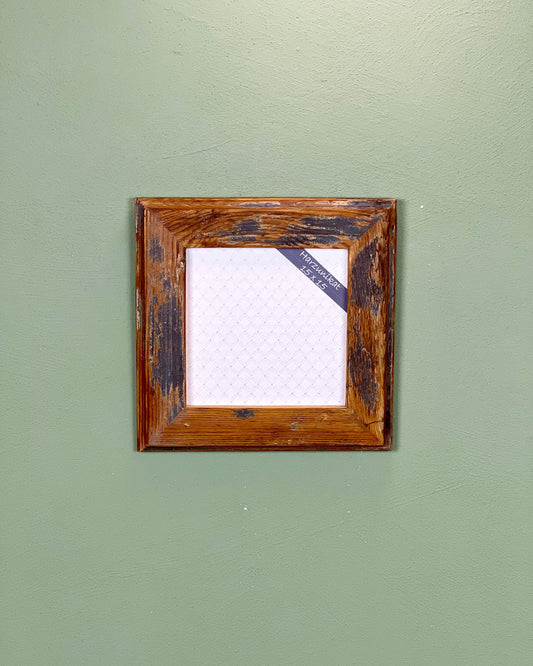 Vintage Bilderrahmen 15 x 15 cm - handgefertigt aus recyceltem Altholz - Unikat