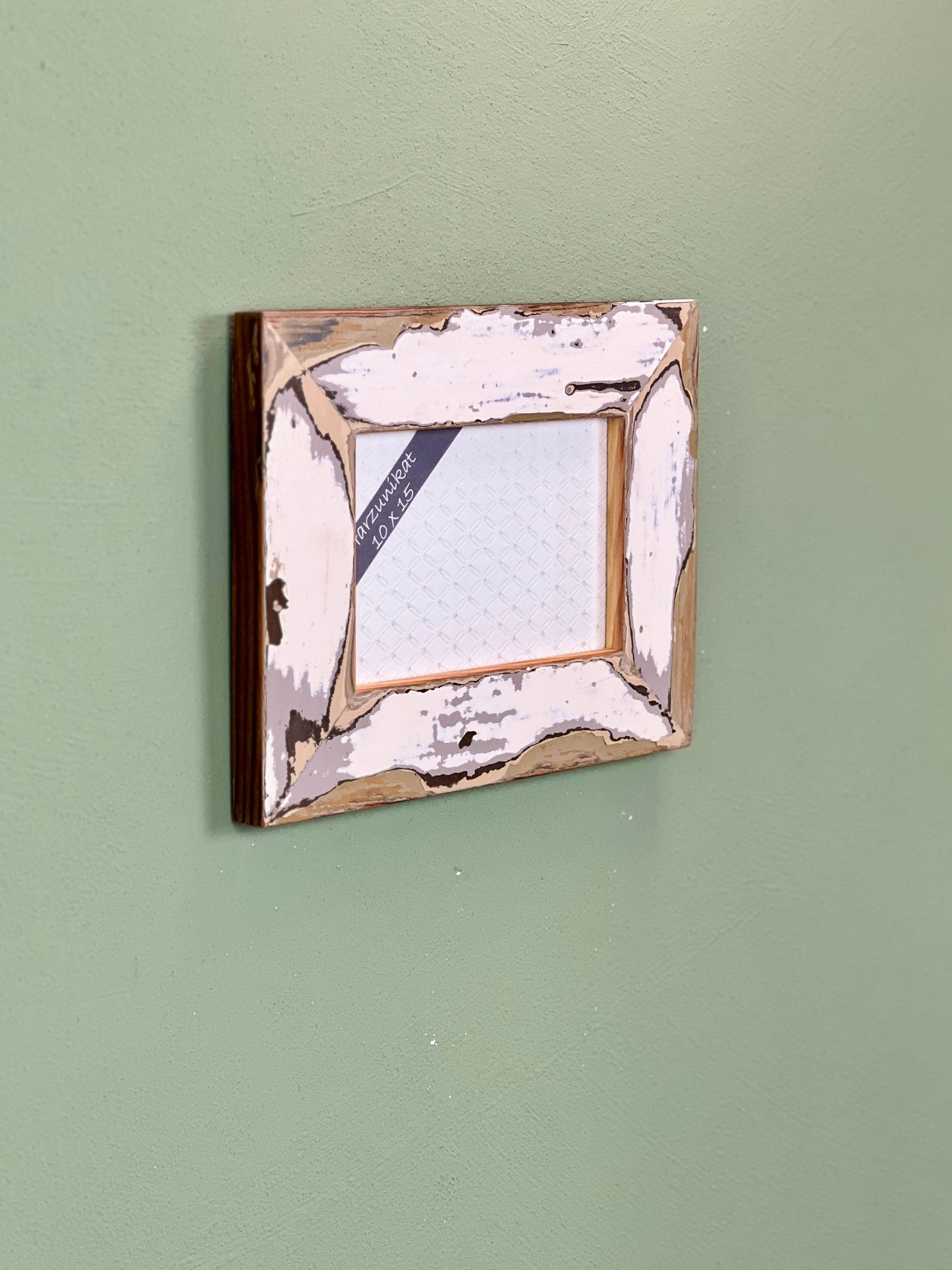 Vintage Bilderrahmen 10 x 15 cm - handgefertigt aus recyceltem Altholz - Unikat