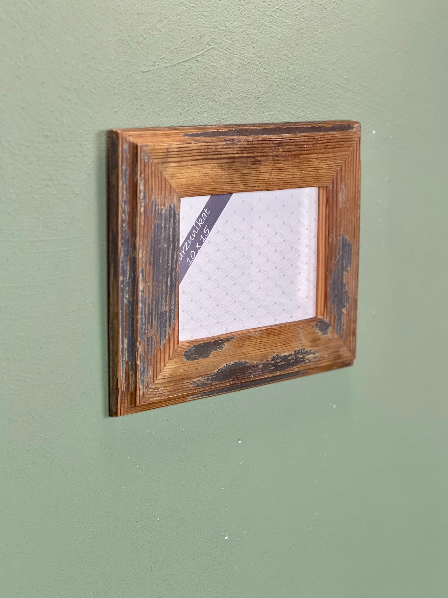 Vintage Bilderrahmen 10 x 15 cm - handgefertigt aus recyceltem Altholz - Unikat