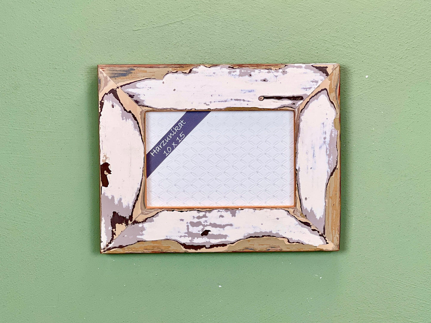 Vintage Bilderrahmen 10 x 15 cm - handgefertigt aus recyceltem Altholz - Unikat